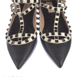 Valentino Rockstud Black and Cream Studded Women's Shoes